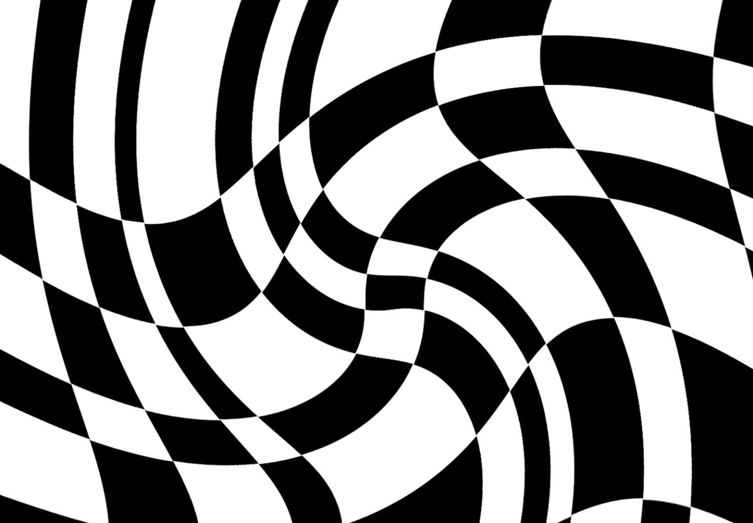Cuadro decorativo Curvatura de tablero de ajedrez - simplicidad abstracta monocromática