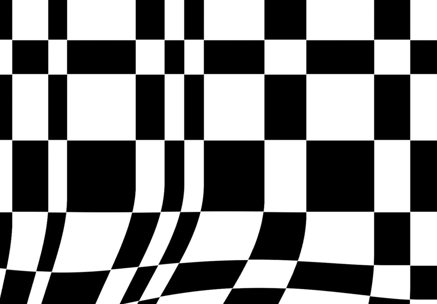Cuadro decorativo Curvatura de tablero de ajedrez - simplicidad abstracta monocromática