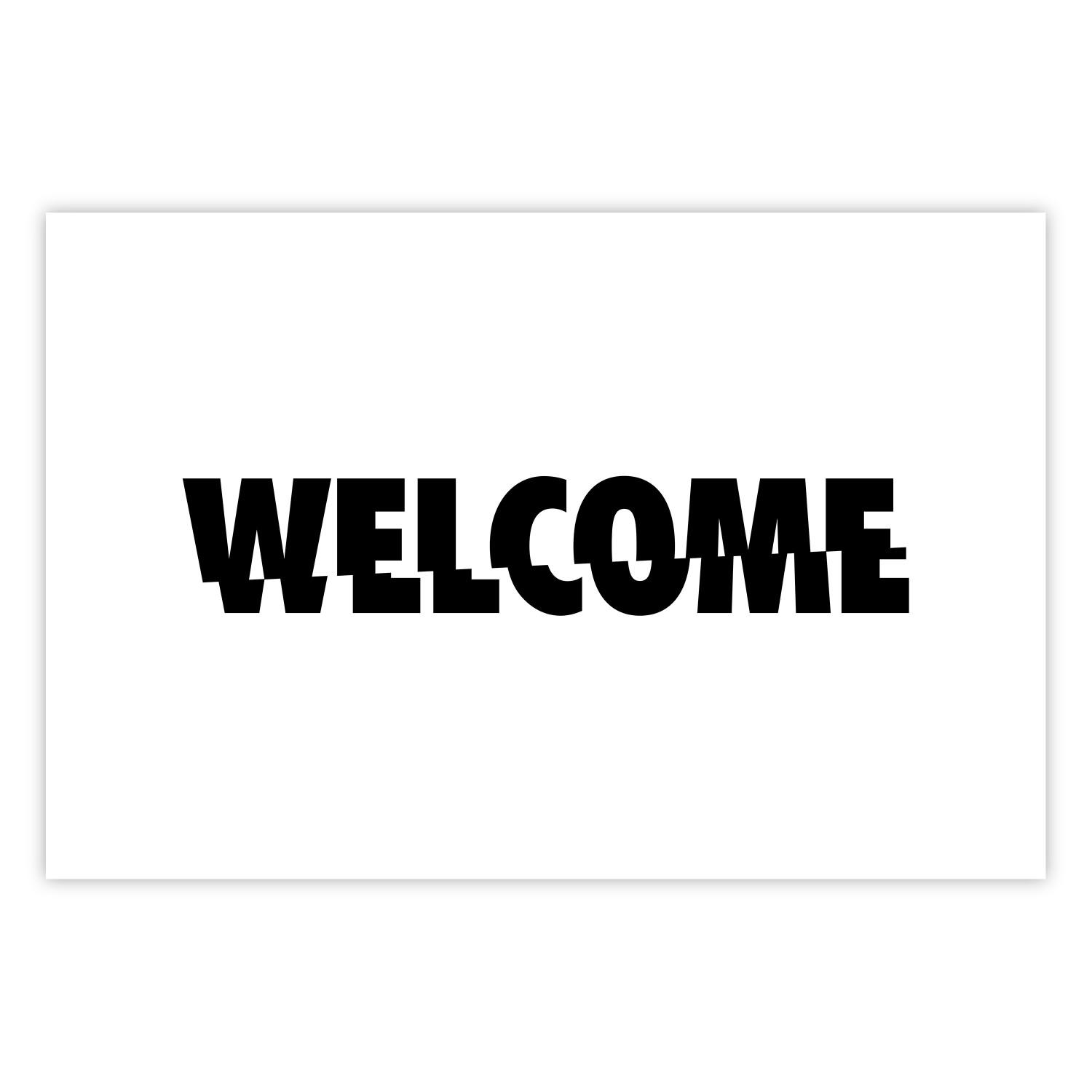 Póster Bienvenido: minimalista en blanco y negro con inscripción en inglés