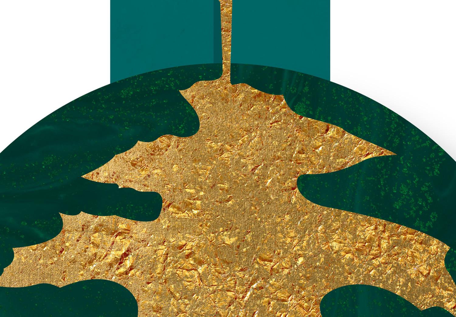 Cartel Riqueza verde: elementos esmeralda y dorados