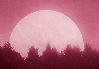 Set de poster Luna llena: paisaje rosa oscuro