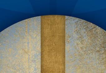 Cartel Abstracción índigo: azul navy con círculo dorado
