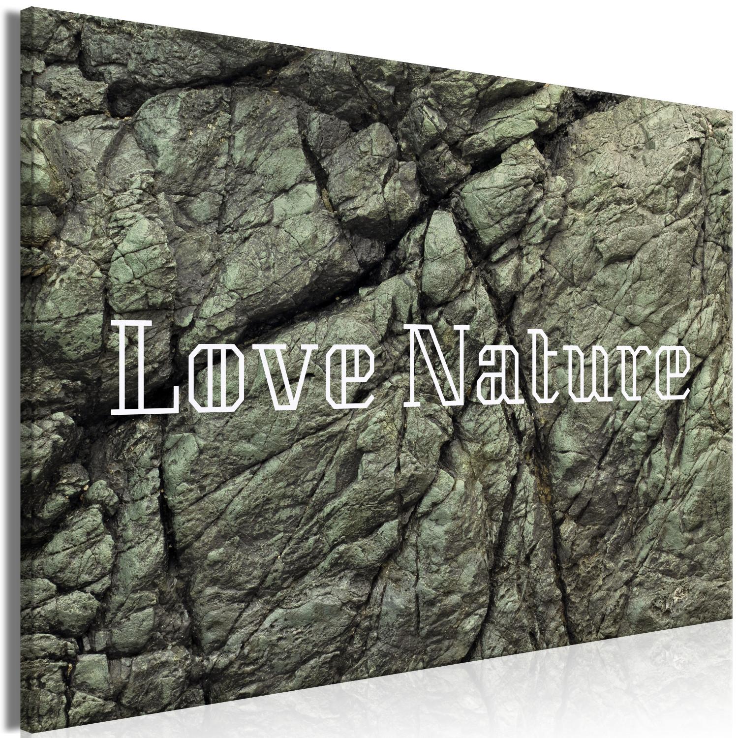 Cuadro decorativo Love Nature - inscripción en inglés sobre fondo piedra de estilo retro