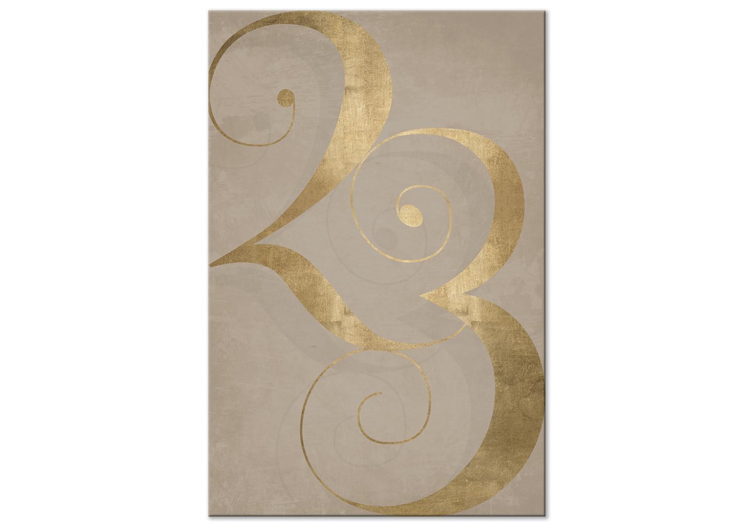 Cuadro moderno 23 - número dorado con acabado abstracto sobre fondo marrón
