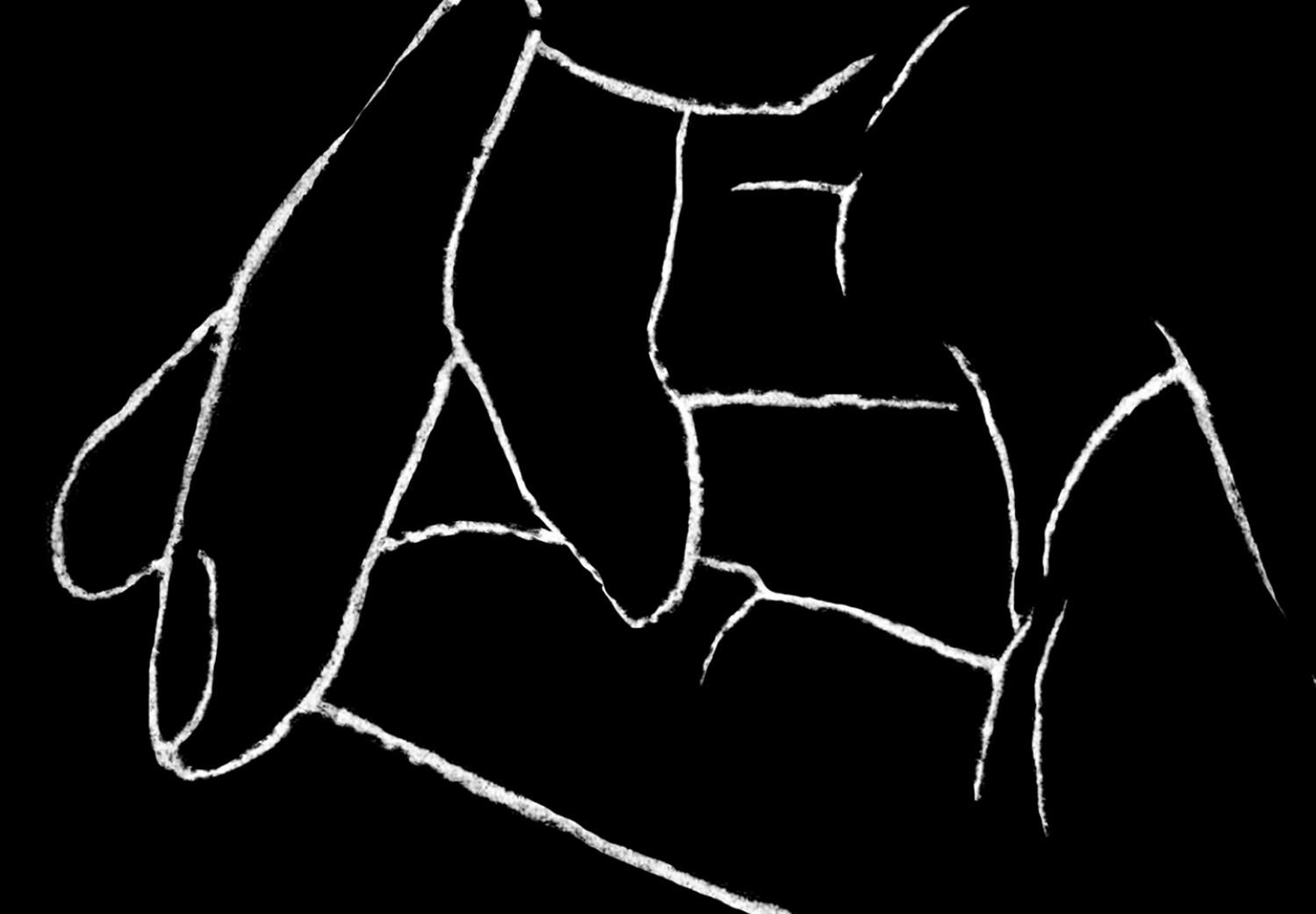 Cuadro Toque al estilo lineart (1 parte) - manos en blanco y negro