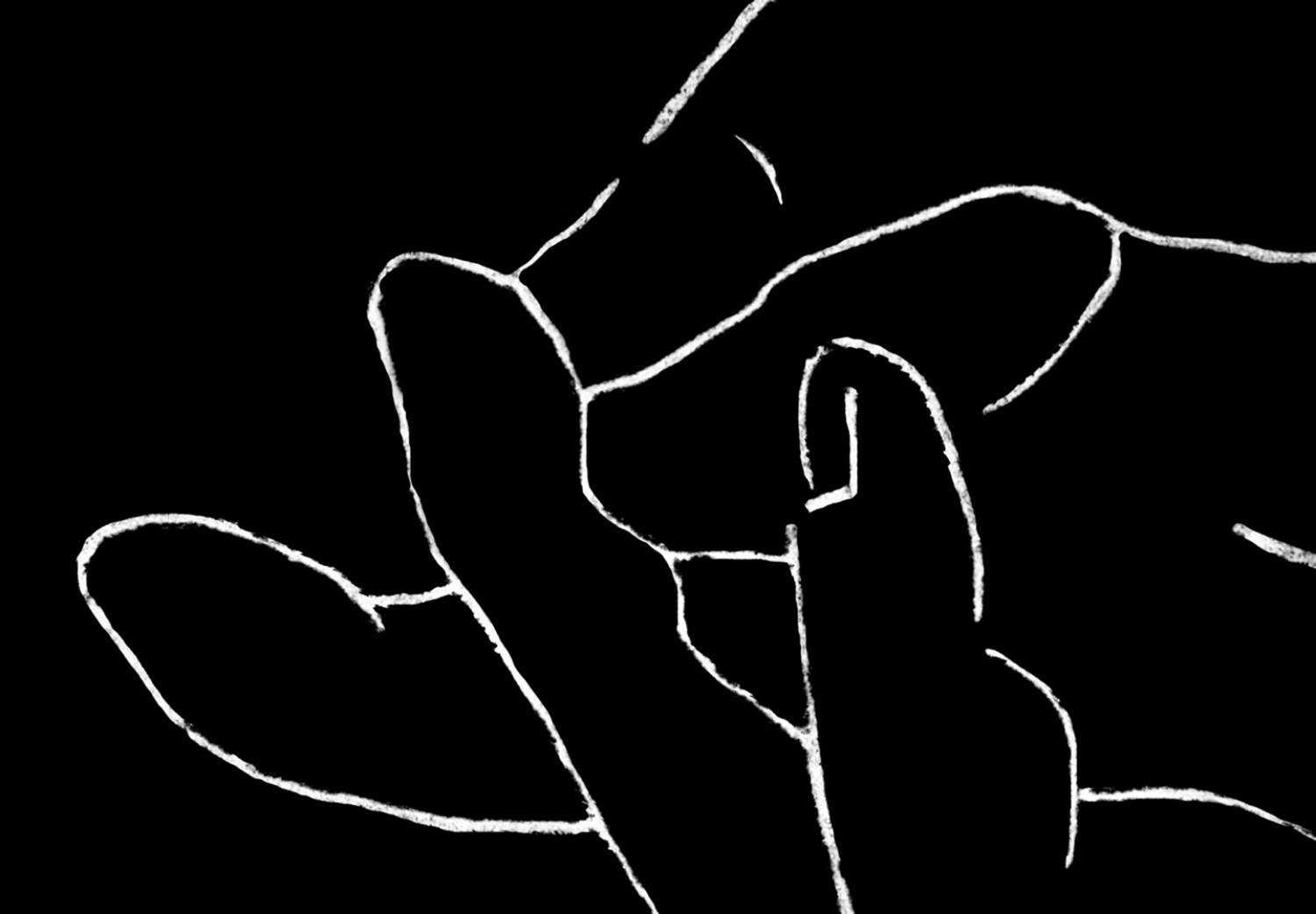 Cuadro Toque al estilo lineart (1 parte) - manos en blanco y negro