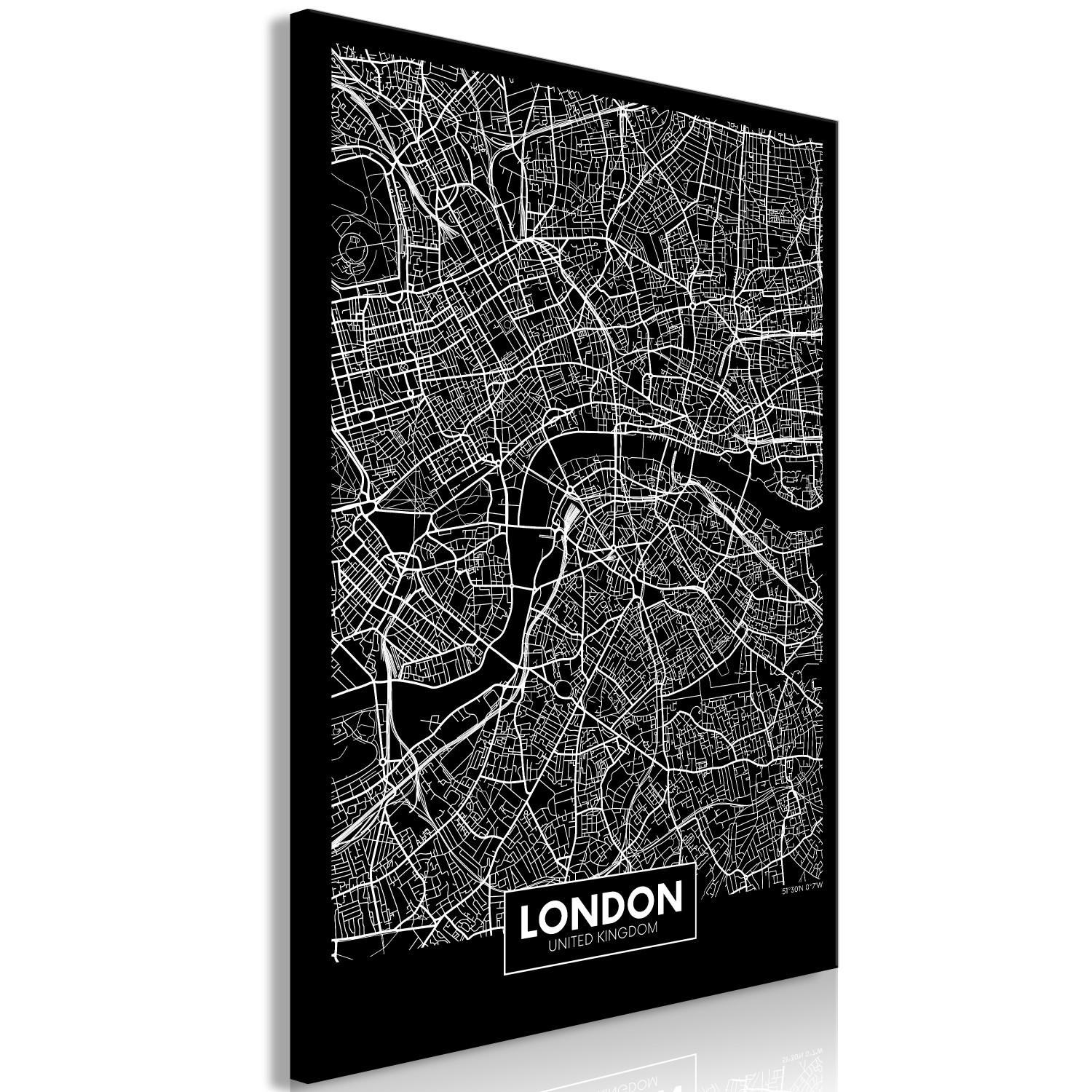 Cuadro moderno Dark Map of London (1 Part) Vertical