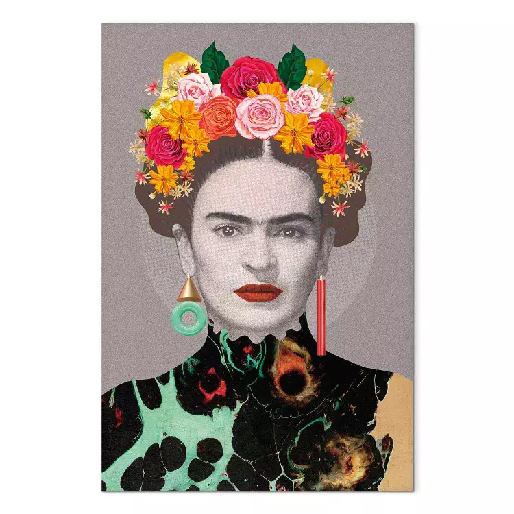 Cuadro decorativo Retrato floral de mujer (1 parte) - elementos coloridos de la figura