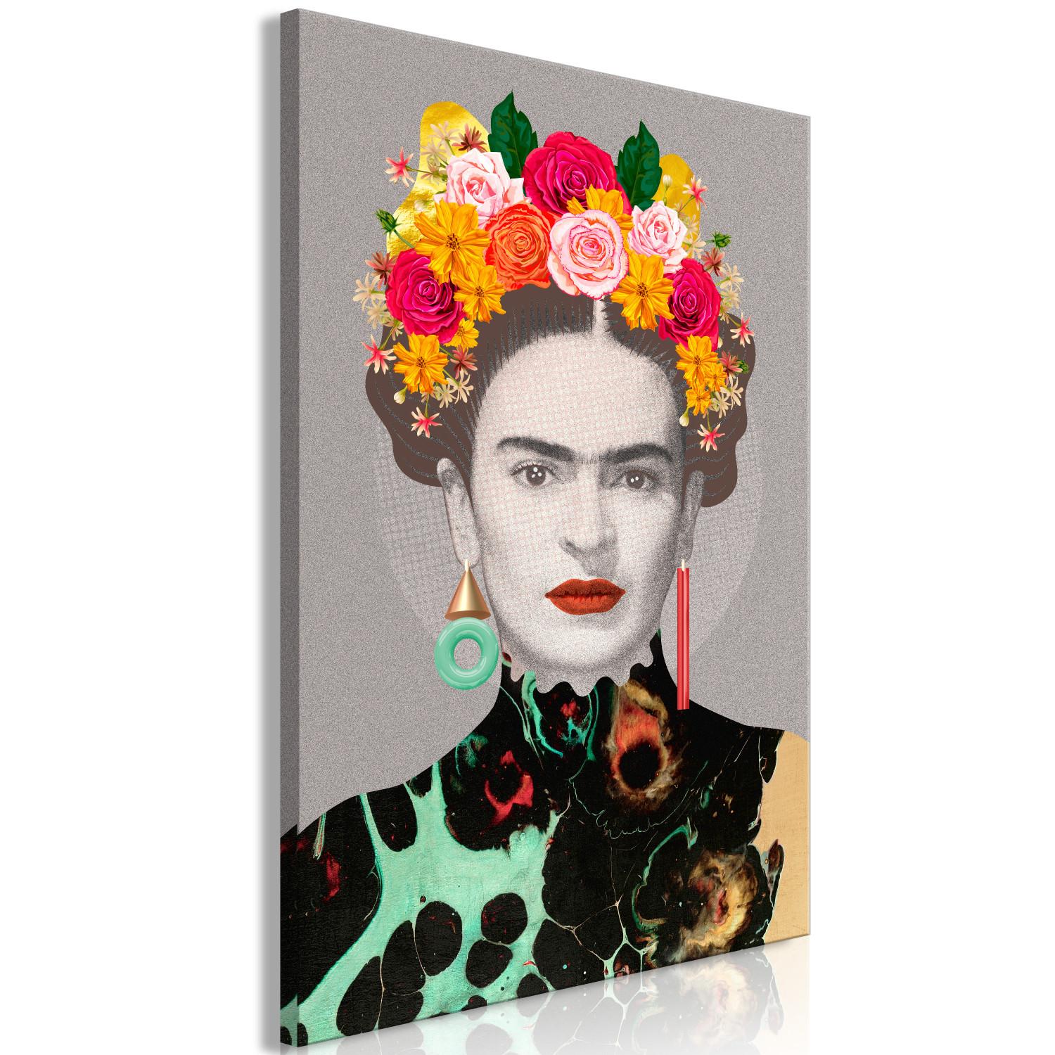 Cuadro decorativo Retrato floral de mujer (1 parte) - elementos coloridos de la figura