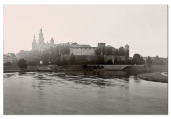 Cuadro moderno Wawel - castillo polaco sobre río Vístula en Cracovia en colores sepia