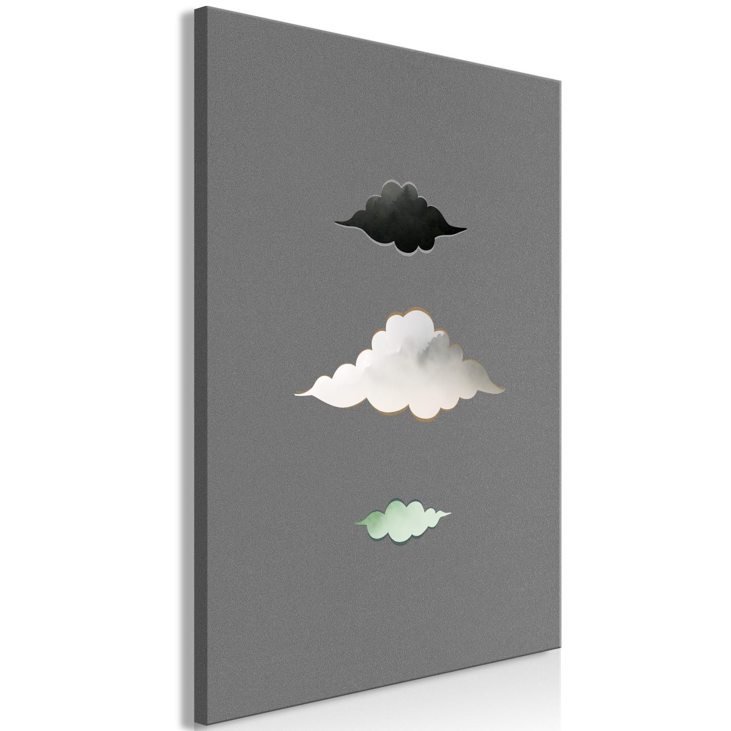 Cuadro moderno Nubes abstractas - varias nubes coloridas sobre un fondo gris