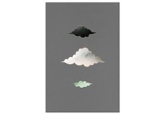 Cuadro moderno Nubes abstractas - varias nubes coloridas sobre un fondo gris