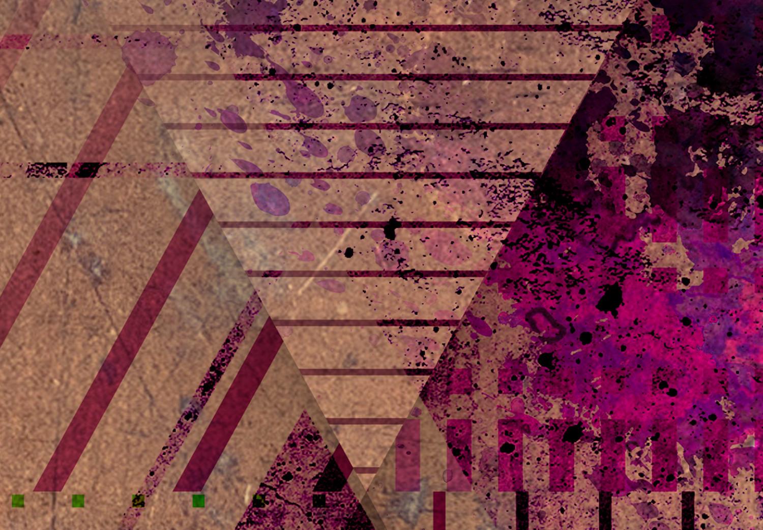 Cartel Abstracción otoñal - composición geométrica coloreada con púrpura