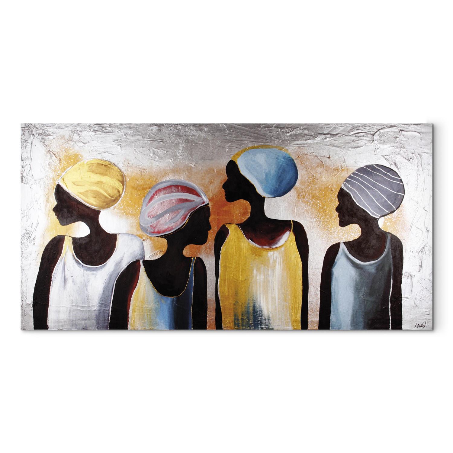 Cuadro decorativo Arte de mujeres africanas (1 parte) - figuras pintadas a mano