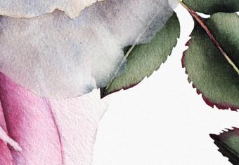 Cuadro Girly Roses - flores y hojas coloridas y pastel sobre un fondo blanco