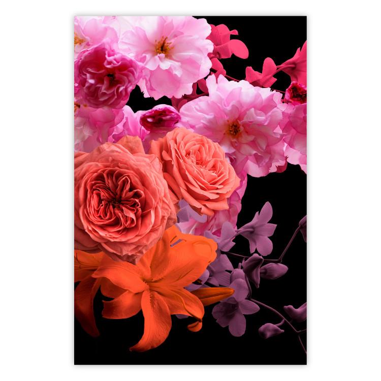 Brisa primaveral - flores rosas fondo negro