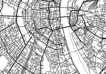 Cuadro decorativo Colonia - mapa aéreo blanco y negro de la ciudad alemana