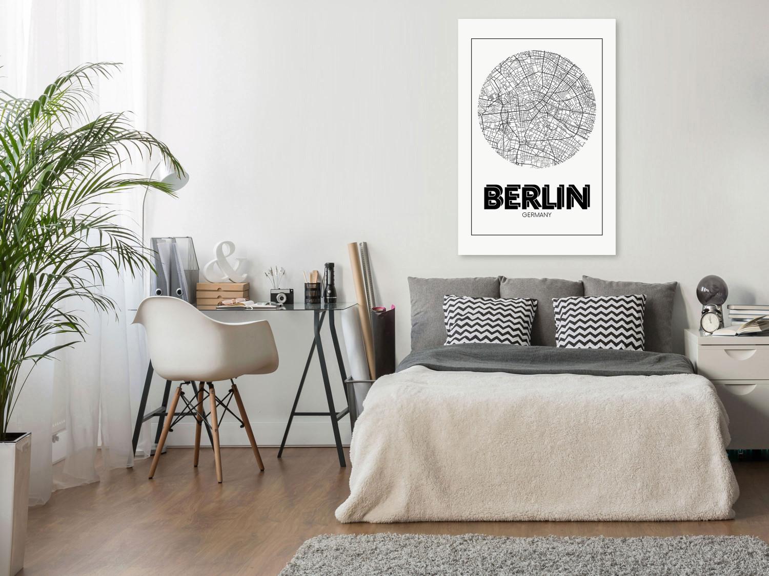 Cuadro Berlín - mapa minimalista en blanco y negro de la capital alemana