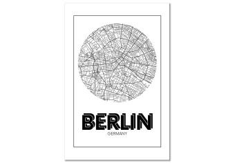 Cuadro Berlín - mapa minimalista en blanco y negro de la capital alemana
