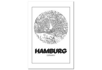 Cuadro decorativo Hamburgo - un mapa minimalista en blanco y negro de la ciudad alemana