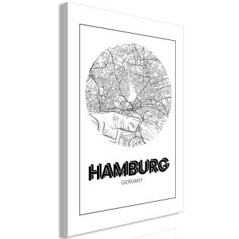 Cuadro decorativo Hamburgo - un mapa minimalista en blanco y negro de la ciudad alemana