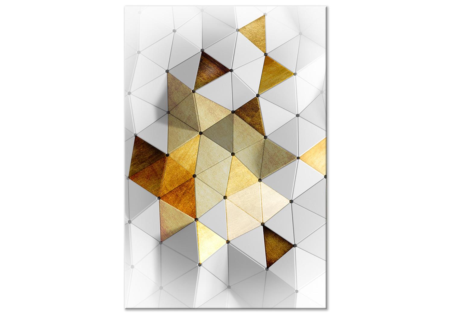 Cuadro moderno Tendencia dorada (1 parte) - figuras geométricas en fondo blanco