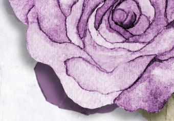 Cuadro decorativo Rosa acuarela - una planta morada sobre un fondo de mármol claro