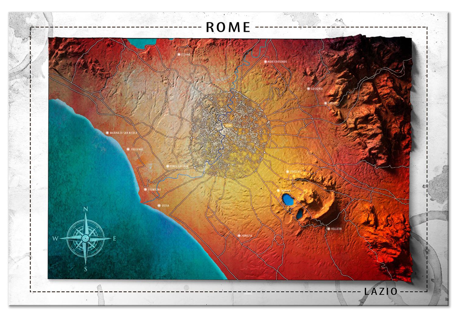 Cuadro moderno Roma hipsométrica - un mapa que representa el relieve de la superficie