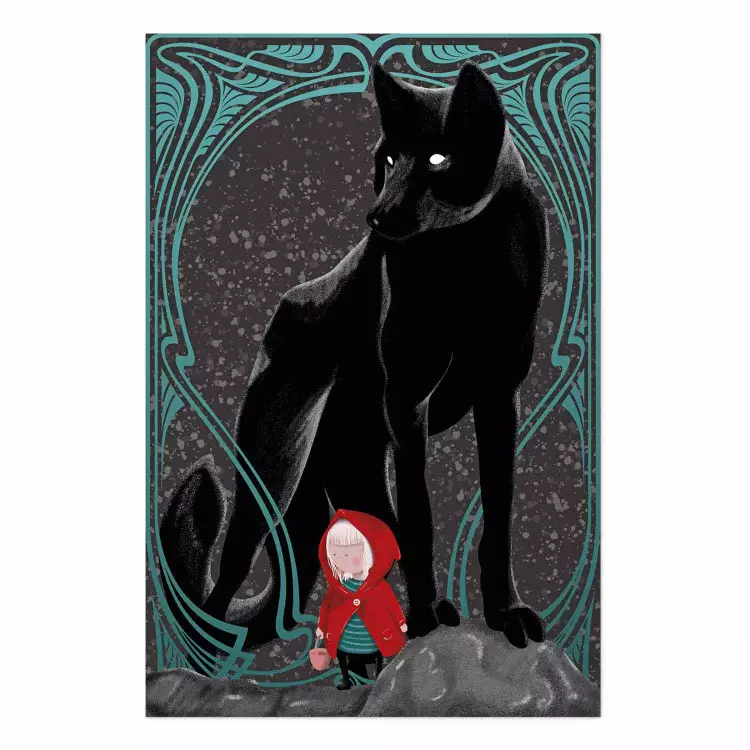 Poster Caperucita roja - niña capa roja lobo fondo