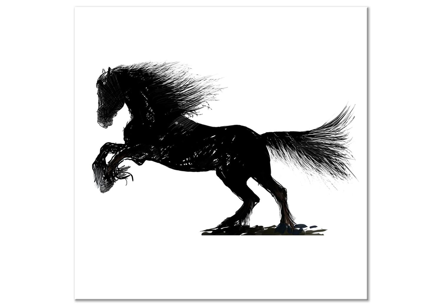 Cuadro decorativo Caballo dinámico - dibujos animados de la silueta de caballo