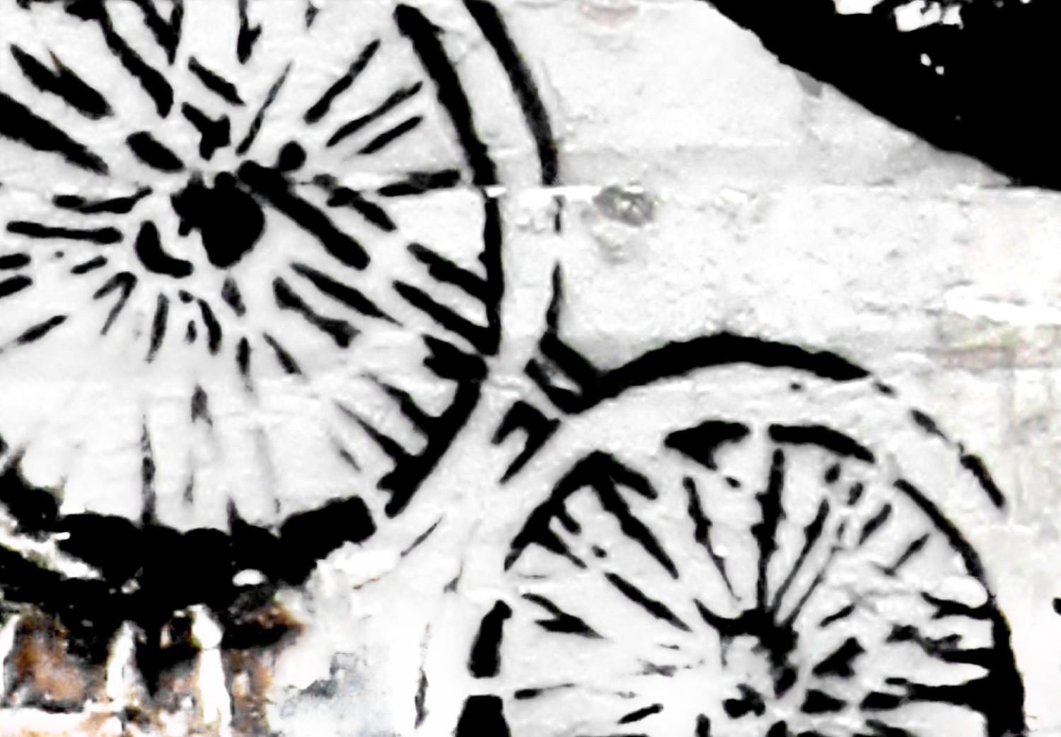 Poster Carrito corriendo - mural Banksy ladrillos blancos