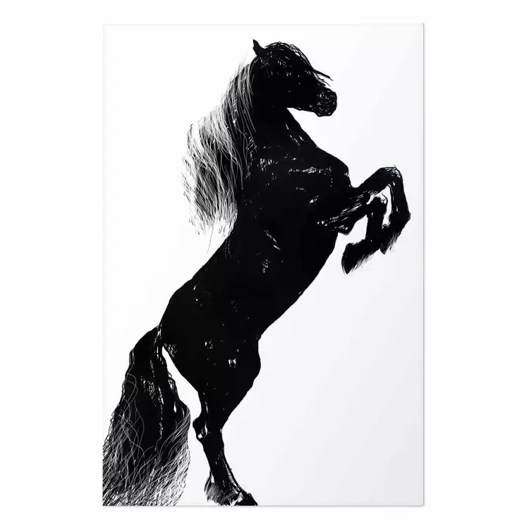 Cartel Caballo negro - silueta de un animal en blanco y negro
