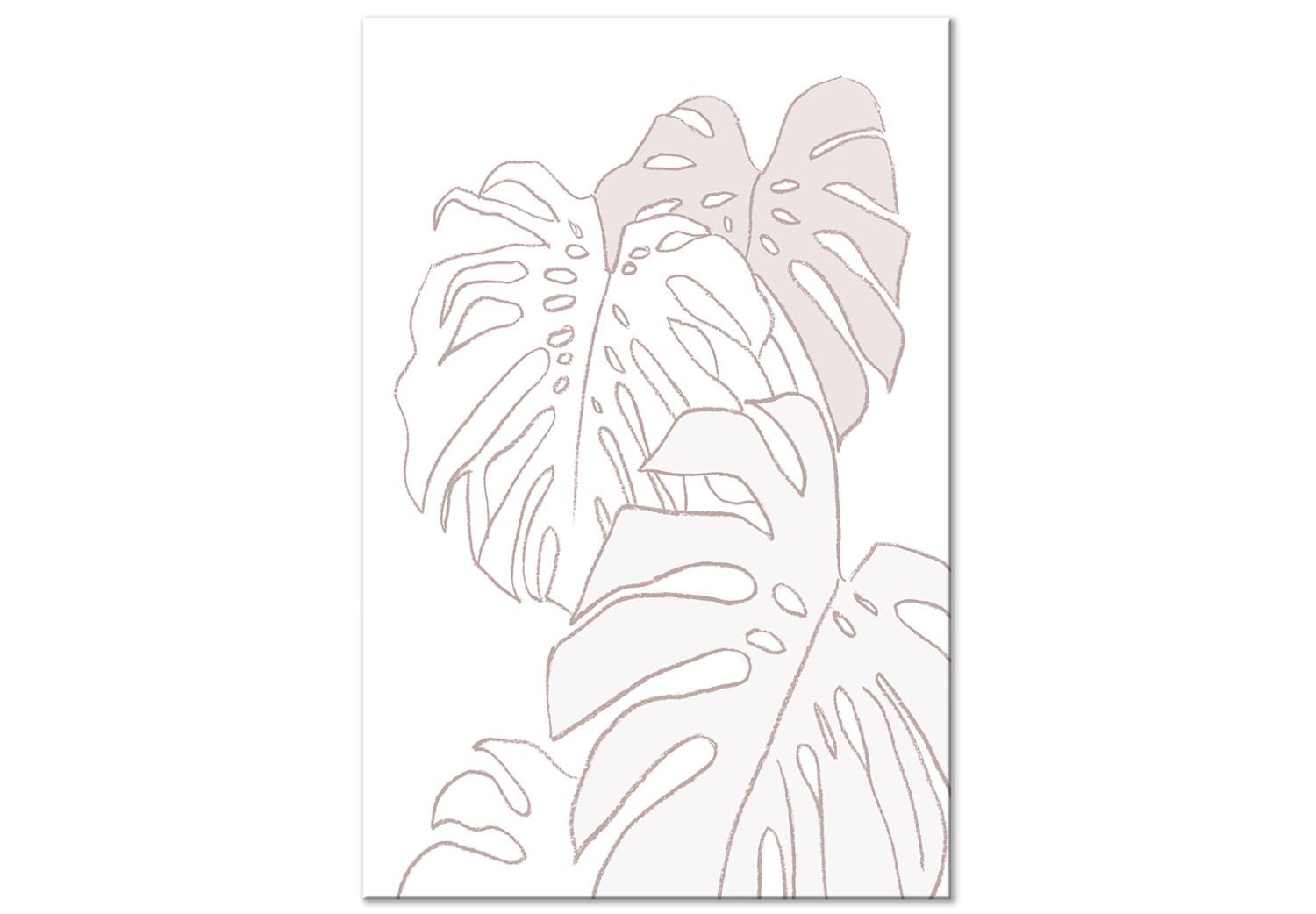 Cuadro moderno Estudio de Monstera - un boceto lineal de las hojas de la planta