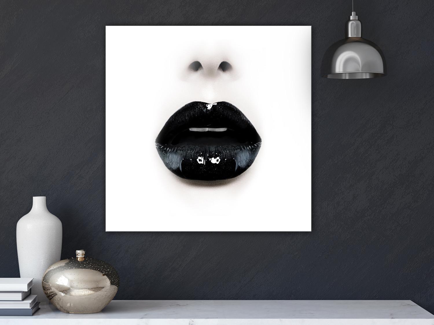 Cuadro Black Gold - foto deç rostro con un extravagante maquillaje de labios