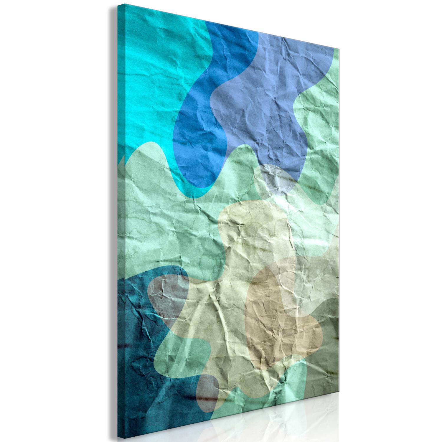 Cuadro moderno Turquesa de mar - manchas abstractas sobre el fondo de papel arrugado