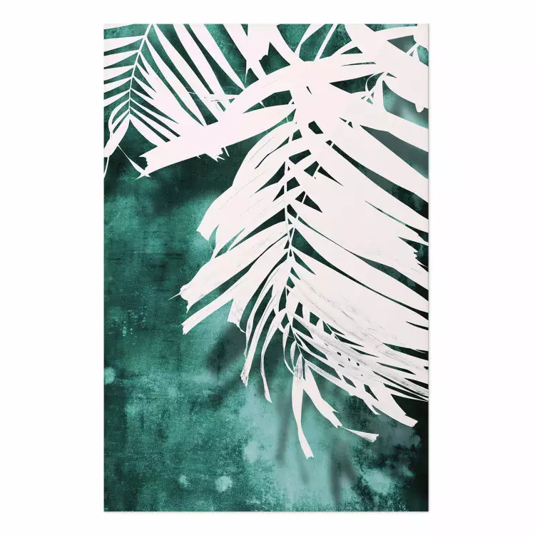 Set de poster Sombra esmeralda - textura botánica de hojas blancas sobre fondo verde