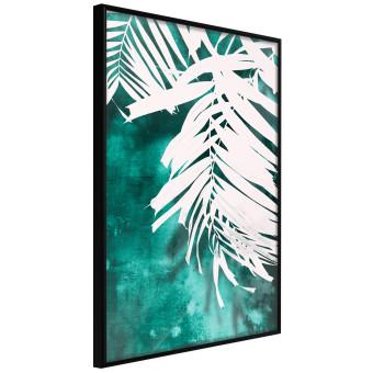 Set de poster Sombra esmeralda - textura botánica de hojas blancas sobre fondo verde