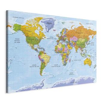Cuadro Siete continentes (1 parte) - mapa mundial colorido en italiano