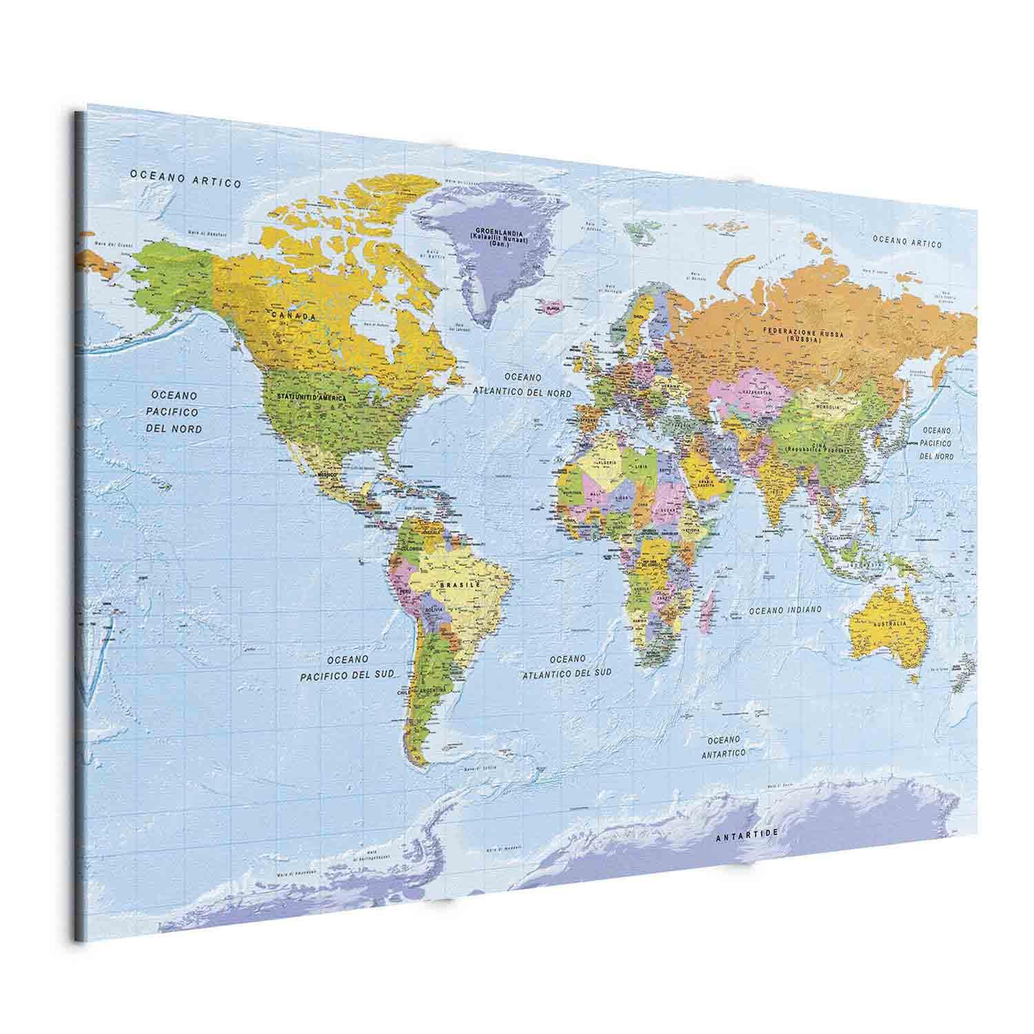 Cuadro Mapa italiano del mundo (1 parte) - continentes en colores vivos