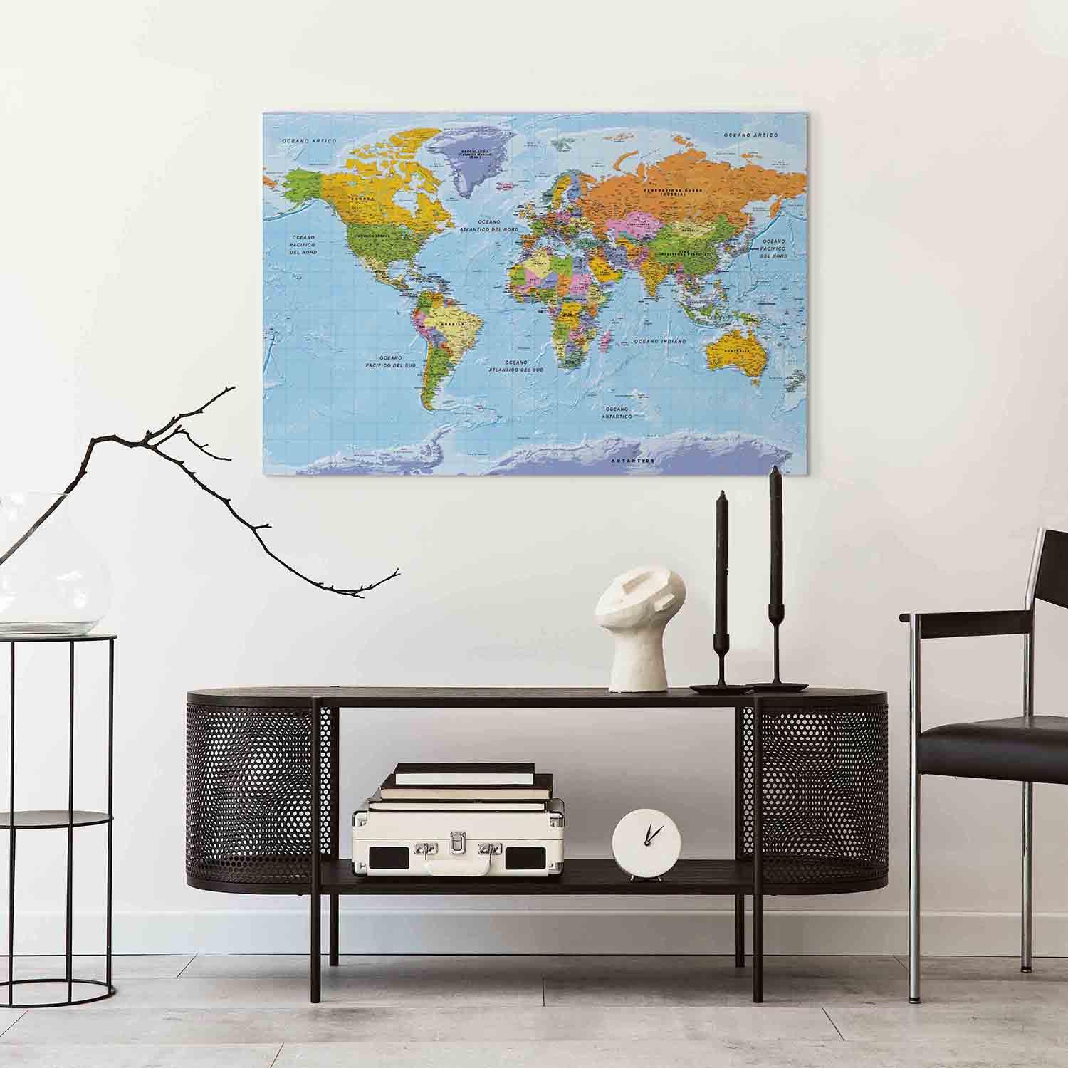 Cuadro Mapa italiano del mundo (1 parte) - continentes en colores vivos
