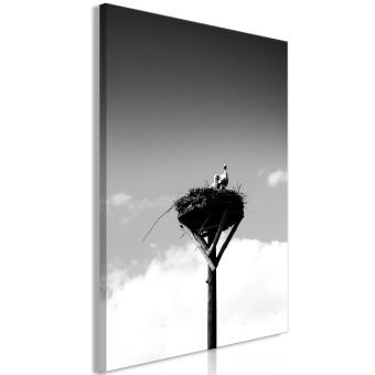 Cuadro moderno Horizontes parentales - foto en blanco y negro con pájaros y cielo