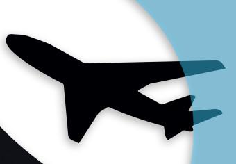 Póster Nuevas experiencias - avión reflejado en las gafas y letras negras