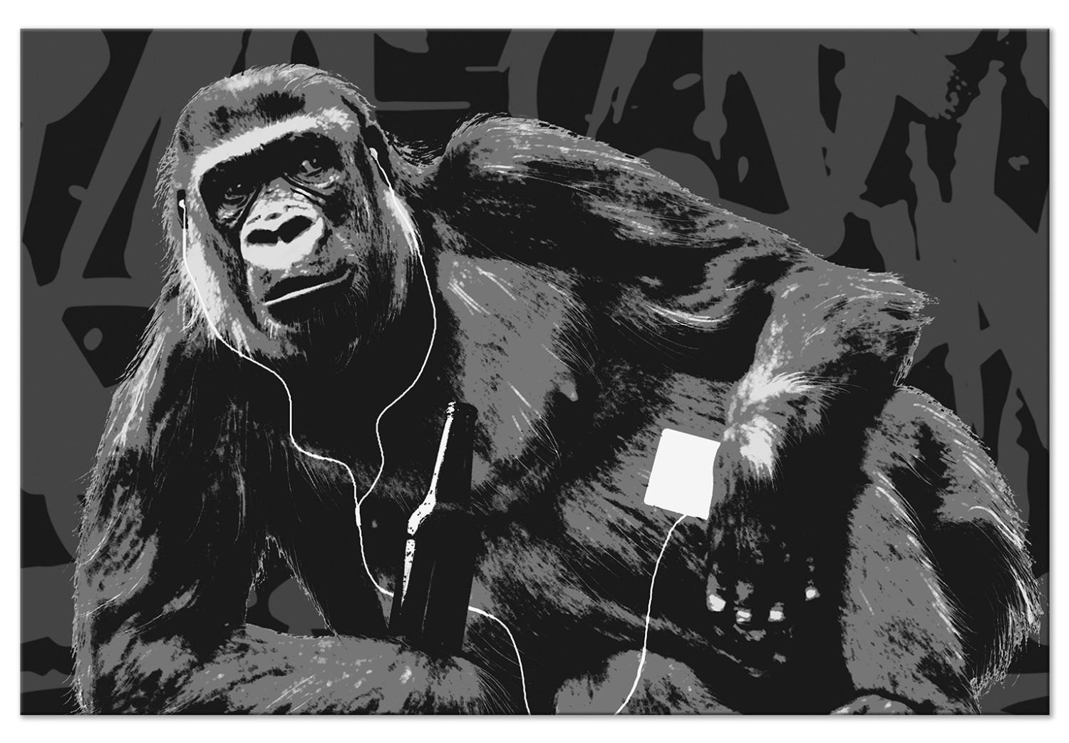 Cuadro Podcast favorito - dibujo divertido del mono, estilo pop art y grafiti