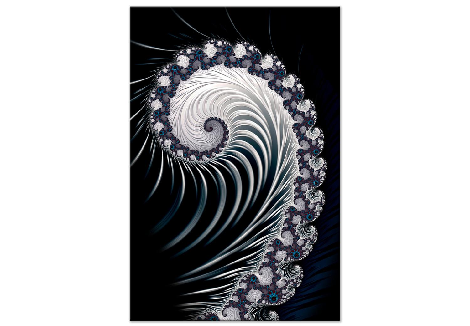 Cuadro decorativo Flor de helecho - patrón abstracto y psicodélico sobre fondo negro