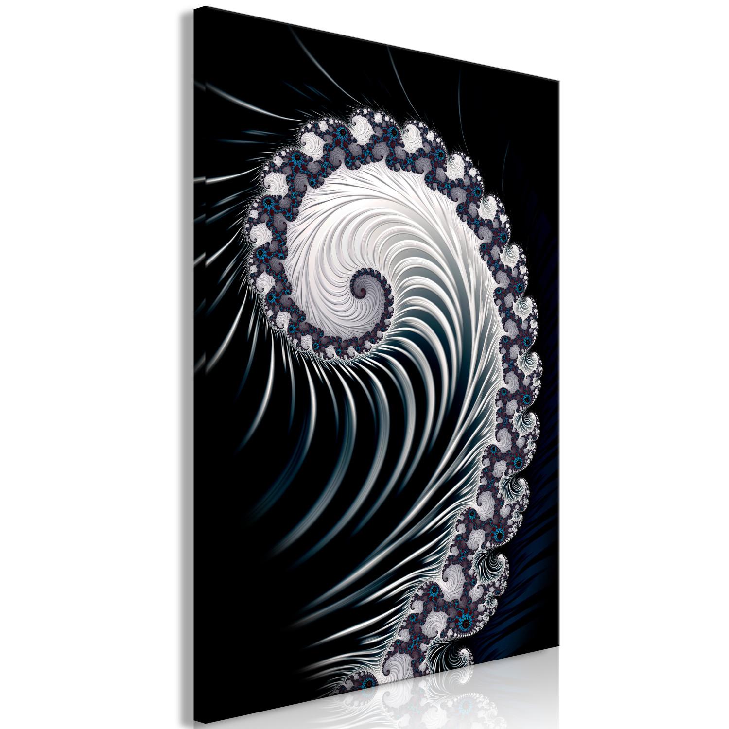 Cuadro decorativo Flor de helecho - patrón abstracto y psicodélico sobre fondo negro