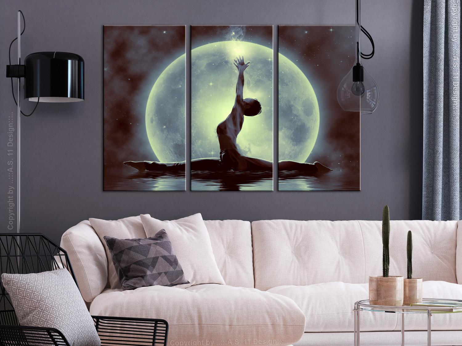 Cuadro moderno Bailarina lunar - motivo con bailarina sobre fondo de agua y luna