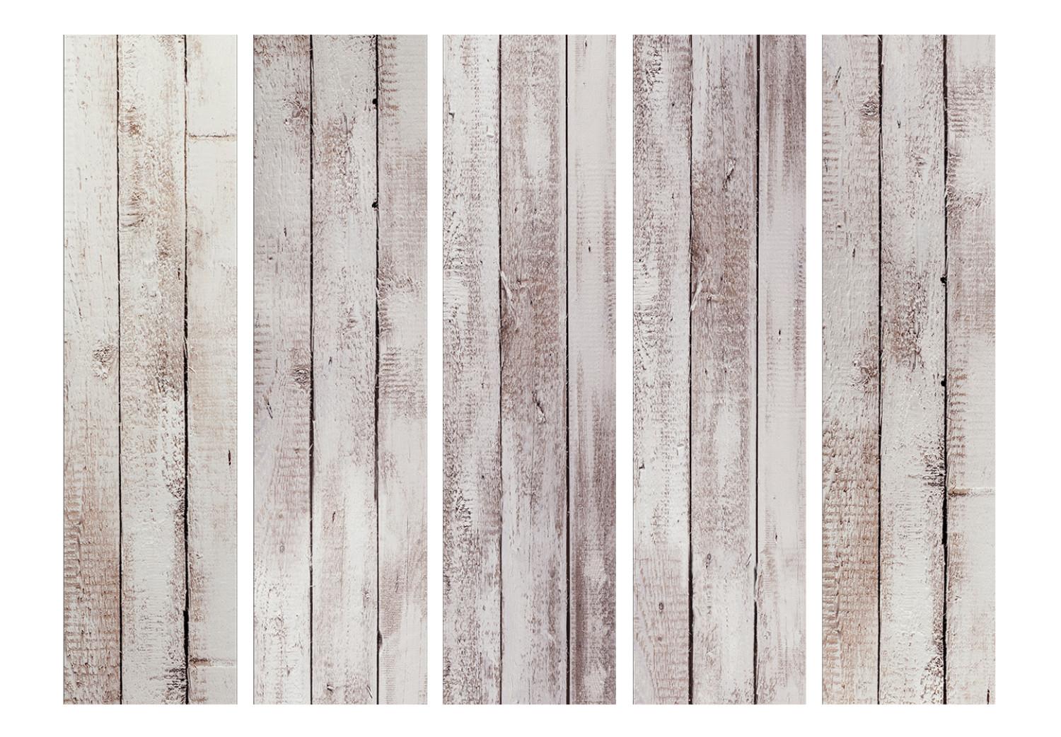 Biombo original Madera refinada II - textura desgastada de tablones de madera blancos