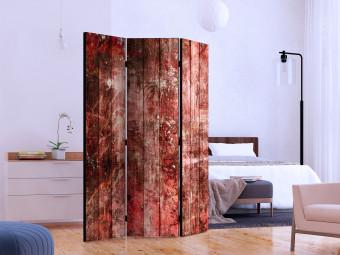Biombo decorativo Madera púrpura - textura de tablas de madera teñidas de rojo