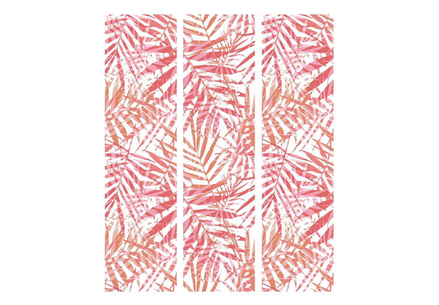 Biombo decorativo Palma roja - textura ligera de hojas de palma rojas sobre fondo blanco