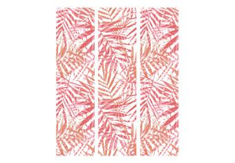 Biombo decorativo Palma roja - textura ligera de hojas de palma rojas sobre fondo blanco